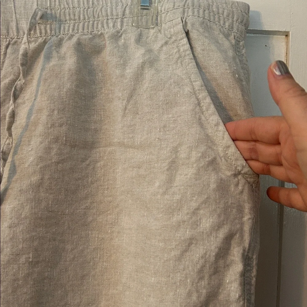 L.L. BEAN Women’s Pants Cream 16 100% Linen Wide Leg Resort Travel Preppy Artsy - Picture 9 of 11